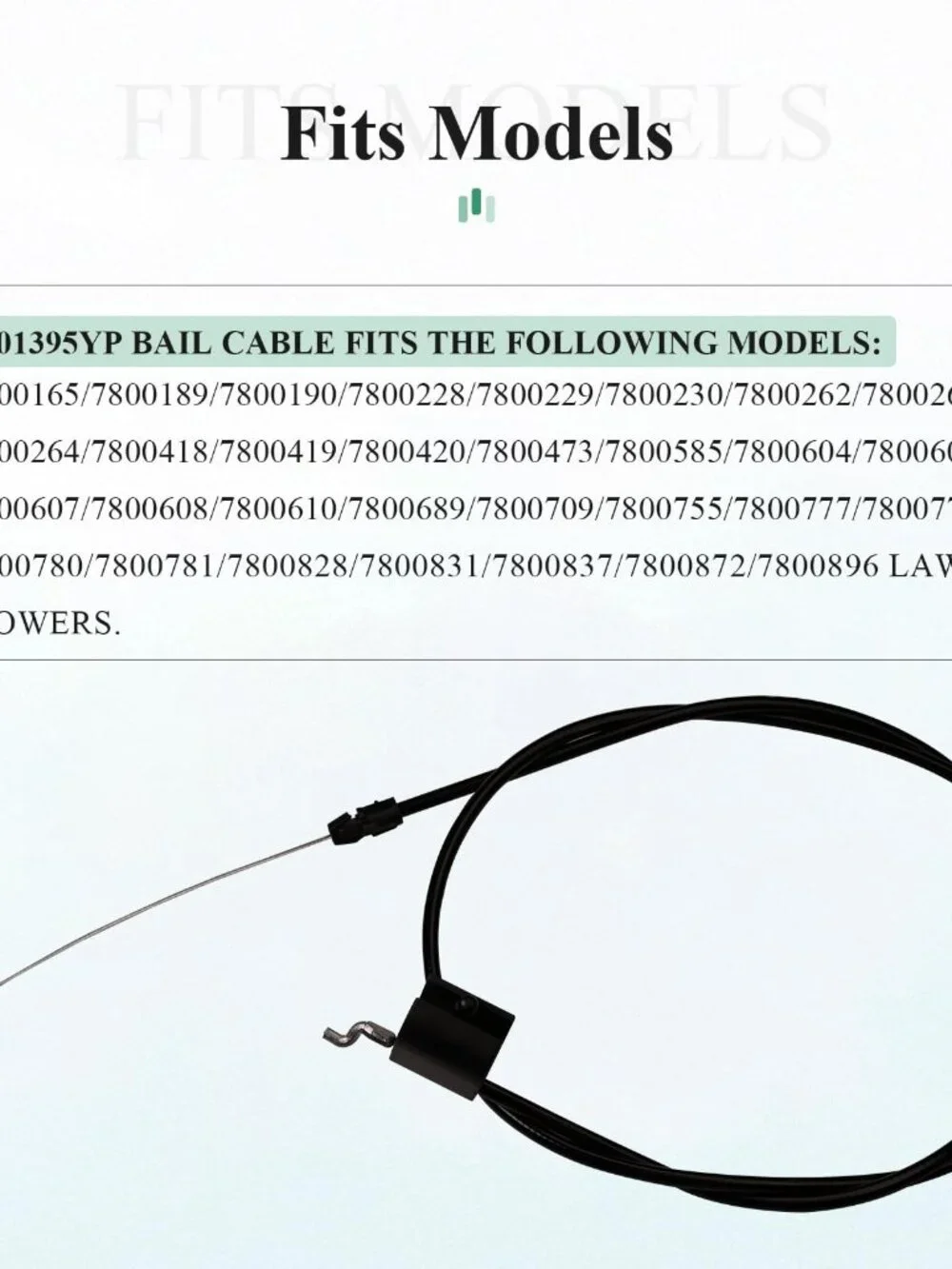 7101395YP Bail Cable, lawn mower pull cord, For Universal Lawn Mower Part | For